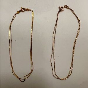 Vintage 10k gold double strand anklets